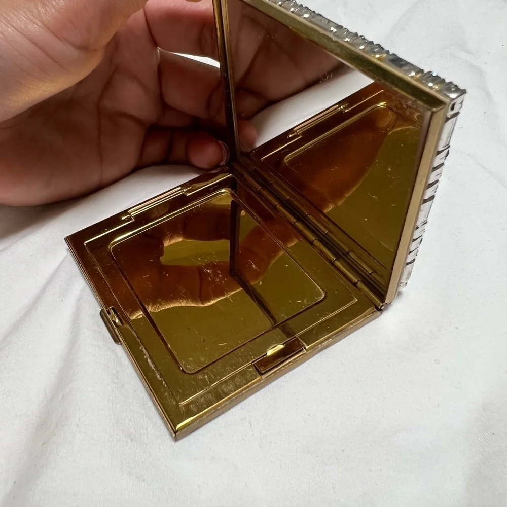 Vintage Makeup Mirror Metal Portable Foldable Mirror